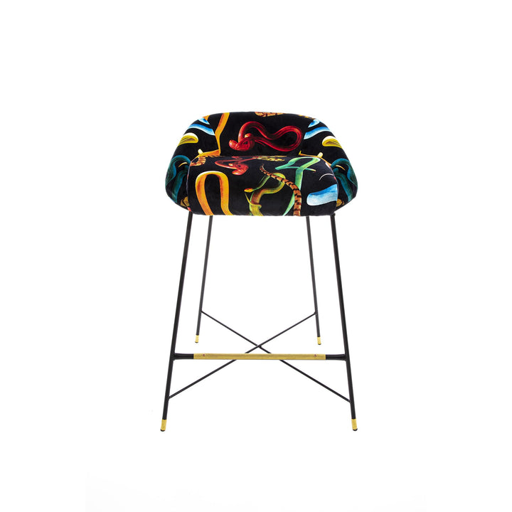 Toiletpaper Snakes Upholstered High Stool