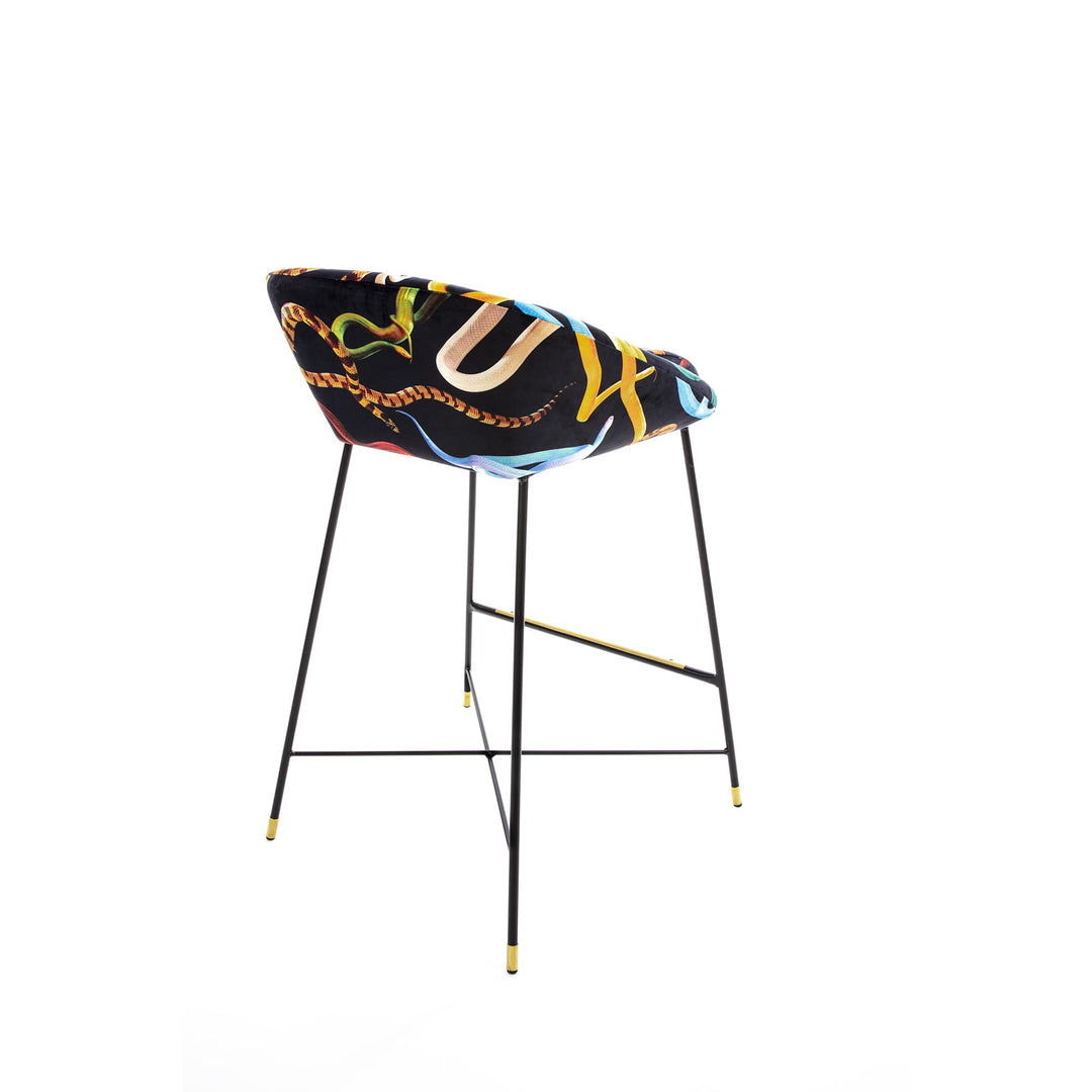 Toiletpaper Snakes Upholstered High Stool