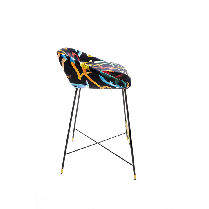 Toiletpaper Snakes Upholstered High Stool