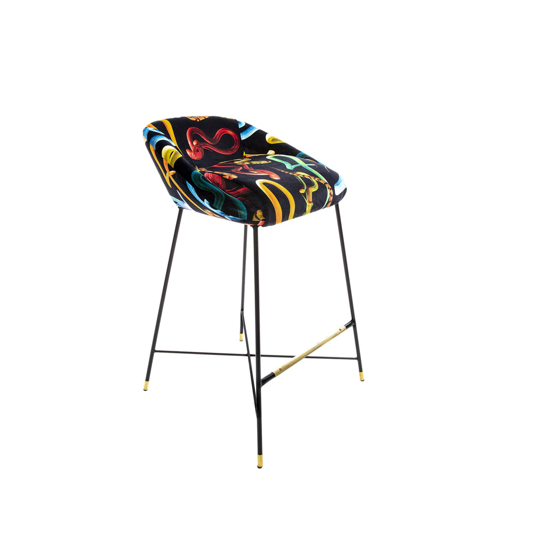 Toiletpaper Snakes Upholstered High Stool